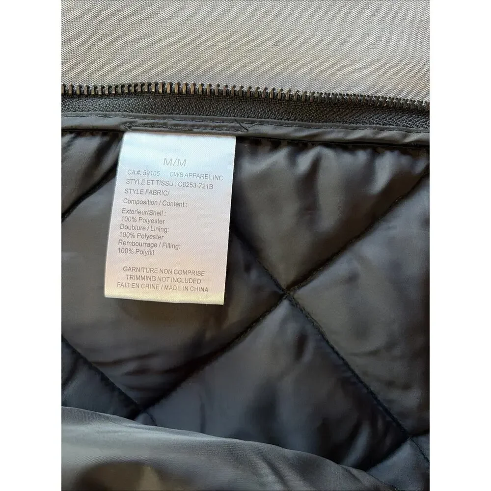 Charlie B Quilted Puffer Coat Size M Black Zip Snap Front/Side Mid Length Jacket